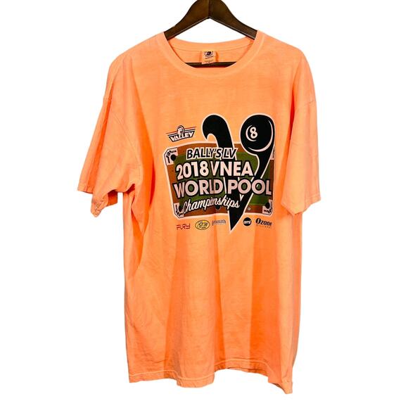 Ballys LV 2018 World Pool Championships Graphic Tee Orange Neon - XL - Picture 1 of 5